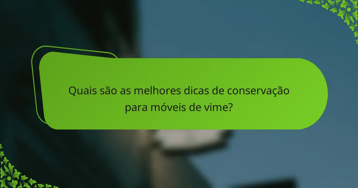 Quais são as melhores dicas de conservação para móveis de vime?